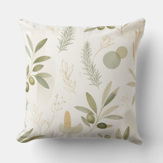 Minimalist Olive & Rosemary Botanical Pillow