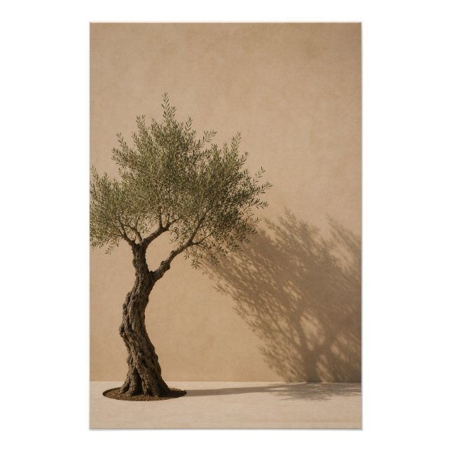 Minimalist Olive Tree Wall Art Poster (Front)