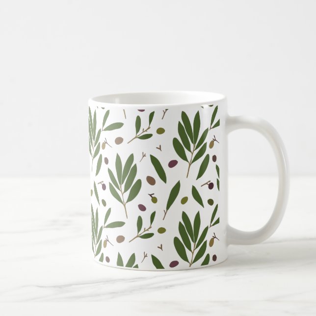 Minimalist Olives and Branches - seamless pattern Coffee Mug (Right)