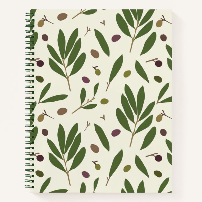 Minimalist Olives and Branches - seamless pattern. Notebook (Front)