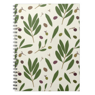 Minimalist Olives and Branches - seamless pattern. Notebook