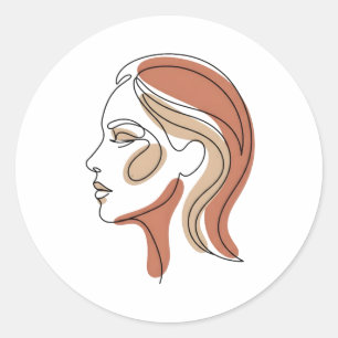 Minimalist One Line Art Abstract Face Graphic Swea Classic Round Sticker