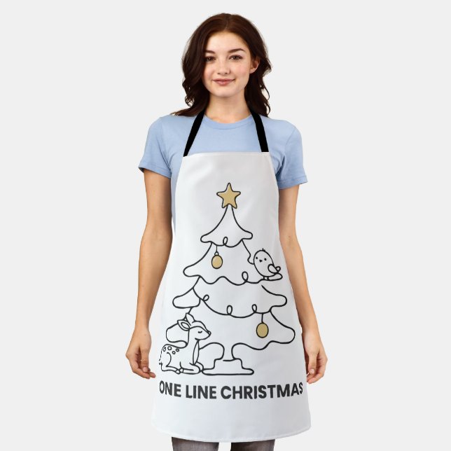 Minimalist One Line Christmas Tree Apron (Worn)