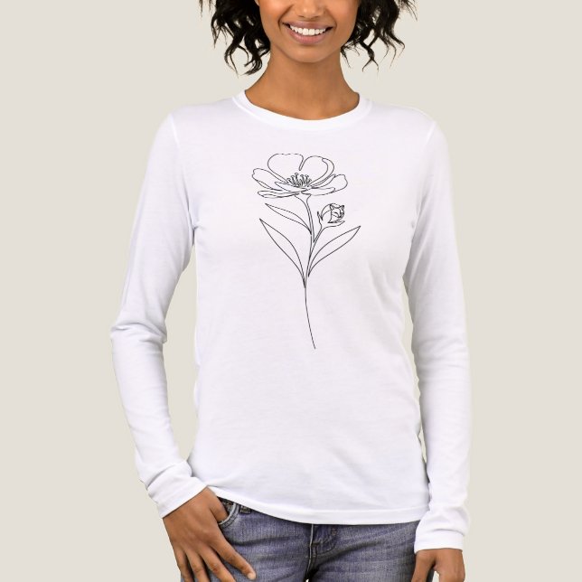 Minimalist One Line Flower Drawing  Tri-Blend Shirt (Front)