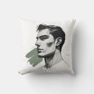 Minimalist One-Line Male Profile Pillow