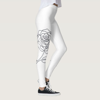 Minimalist One Line Rose Floral Leggings