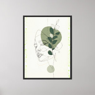 Minimalist One Line Woman Portrait – Botanical Abs Canvas Print
