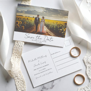 Minimalist One Photo Save the Date Wedding Announcement Postcard