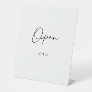Minimalist Open Bar Sign Modern Elegant Wedding