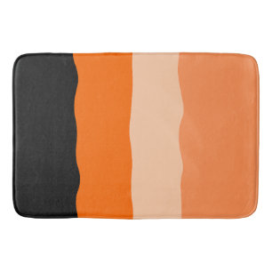 Minimalist Orange and Black Wavy Stripes Bath Mat