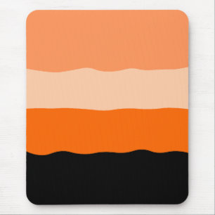 Minimalist Orange and Black Wavy Stripes Mouse Pad