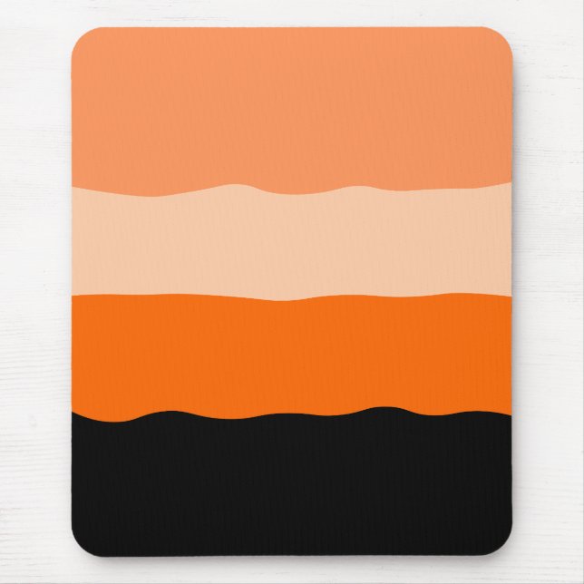 Minimalist Orange and Black Wavy Stripes Mouse Pad (Front)
