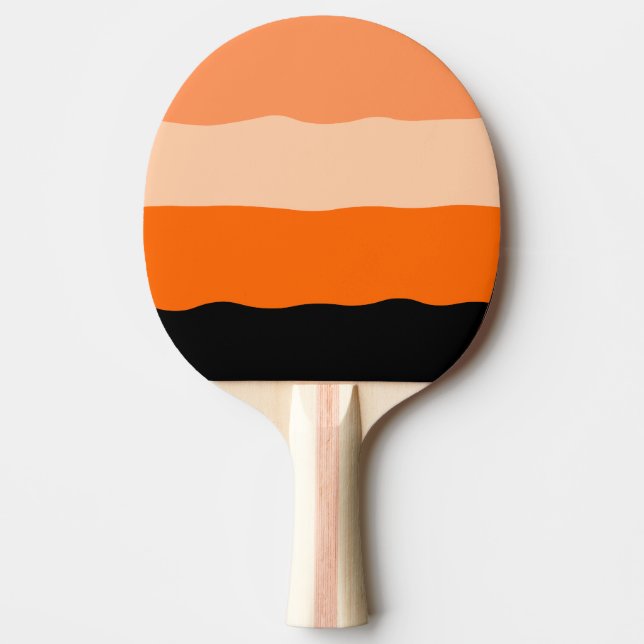 Minimalist Orange and Black Wavy Stripes Ping Pong Paddle (Front)
