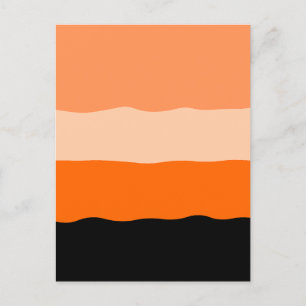 Minimalist Orange and Black Wavy Stripes Postcard