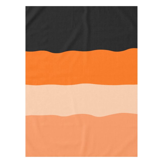 Minimalist Orange and Black Wavy Stripes Tablecloth (Front)