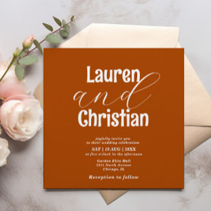 Minimalist Orange Burnt Scripture Wedding