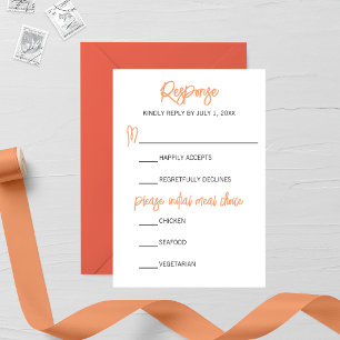 Minimalist Orange Calligraphy Wedding RSVP Card