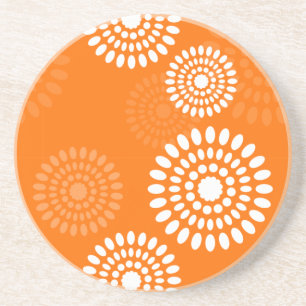 Minimalist Orange Daisy Modern Simplistic Floral  Coaster