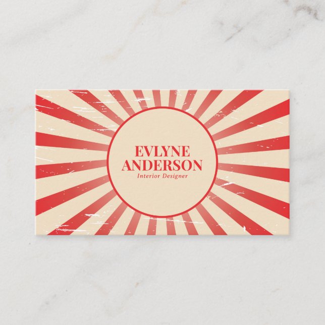 Minimalist Orange Earthy Stripes Grunge Retro Business Card (Front)