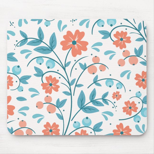 Minimalist orange flower mouse pad (Front)