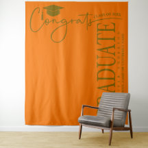 Minimalist Orange & Gold Congrats Graduate