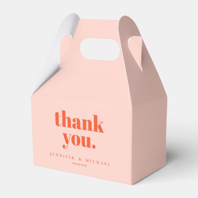 Minimalist Orange Pink Signature Thank you Favour Box (Front Side)