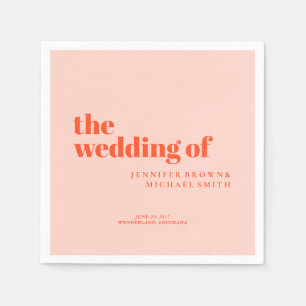 Minimalist Orange Pink Simple Swash Wedding Napkin
