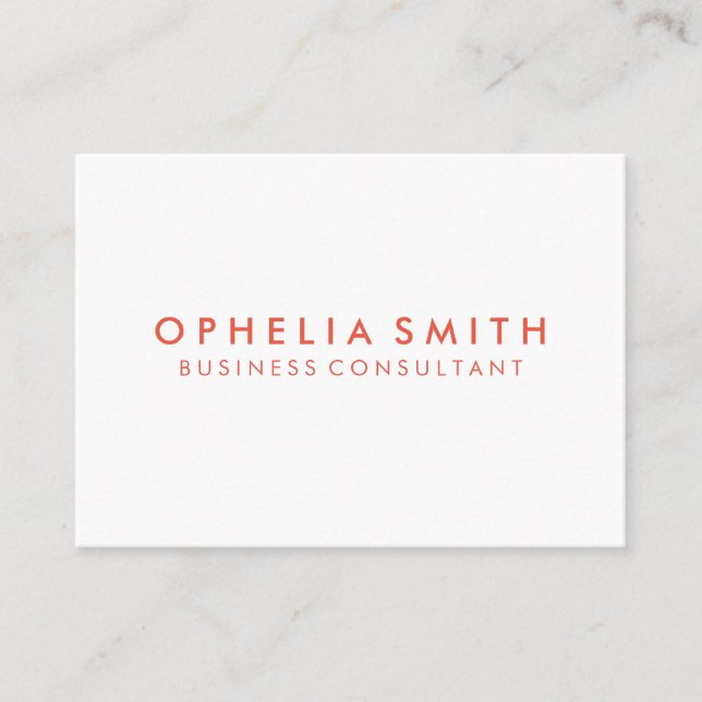 Minimalist Orange Text Business Card (Front)