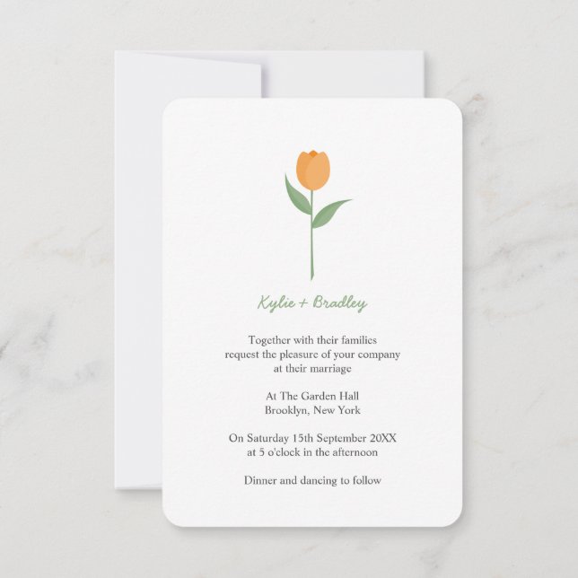 Minimalist Orange Tulip Invitation (Back)