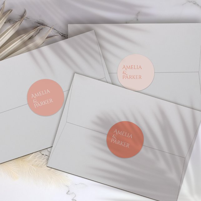 Minimalist Orange Wedding Invitation Sticker Label (Creator Uploaded)