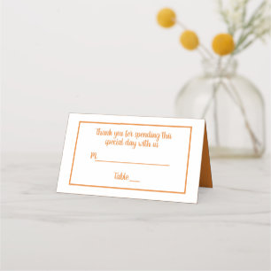 Minimalist Orange Wedding Party - Fall Halloween Place Card
