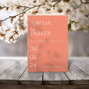 Minimalist Orange Wedding Program Programme