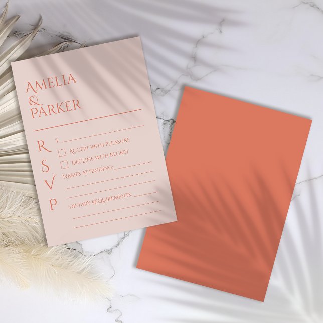 Minimalist Orange Wedding RSVP Card (Creator Uploaded)