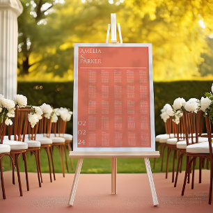 Minimalist Orange Wedding Seating Cart Poster