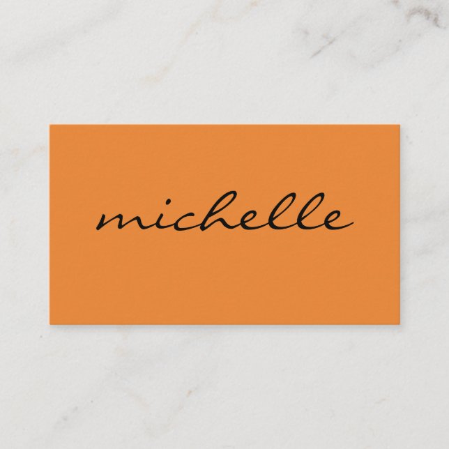 Minimalist Orange with Cursive Text Business Card (Front)
