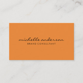 Minimalist Orange with Cursive Text Business Card