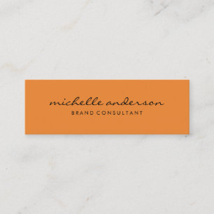 Minimalist Orange with Cursive Text Mini Business Card