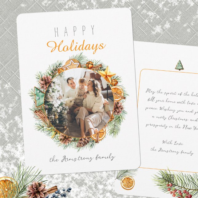 Minimalist Orange Wreath Photo Card (Minimalist Orange Wreath Photo Card ©Susanne Sachers - Sunny Mind Design 🌞)