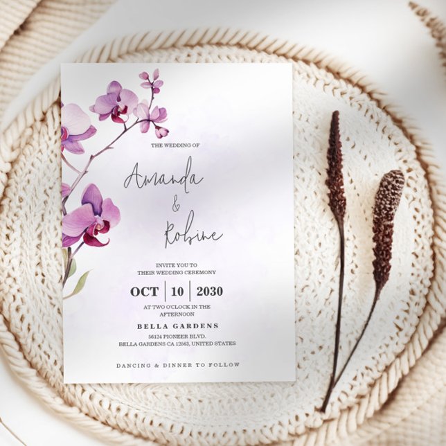 Minimalist Orchid Wedding Invitation (Creator Uploaded)