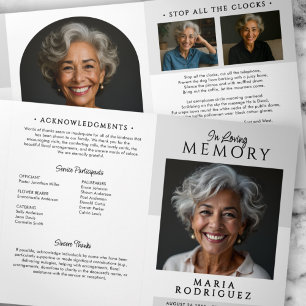 Minimalist Order Of Service Obituary Photo Funeral Tri-Fold Programme