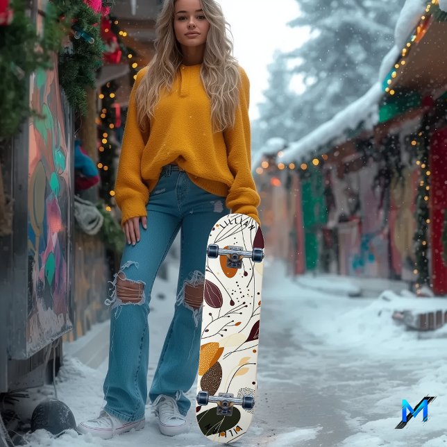 Minimalist Organic Leaves Skateboard Design (Creator Uploaded)