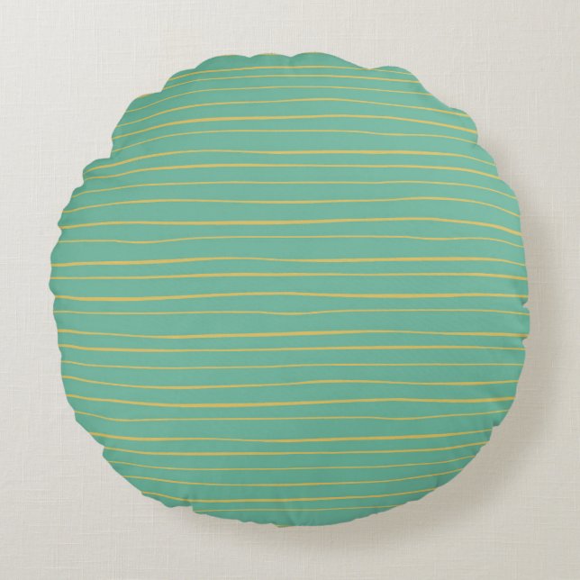 Minimalist Organic Wavy Stripe Pattern Round Cushion (Front)