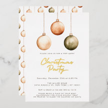 Minimalist Ornaments Christmas Party Invitation