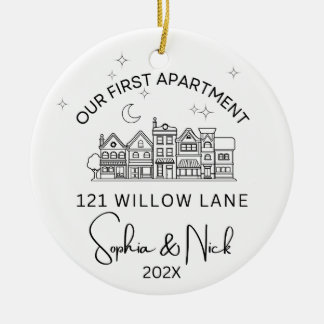 Minimalist Our First Apartment Black and White Ceramic Tree Decoration