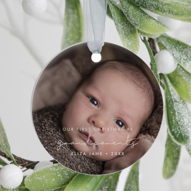 Minimalist Our First Christmas as grandparents Ceramic Tree Decoration (Creator Uploaded)