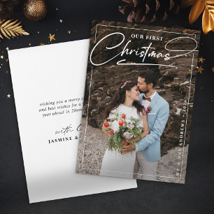 Minimalist Our First Christmas as Mr & Mrs Photo Holiday Card