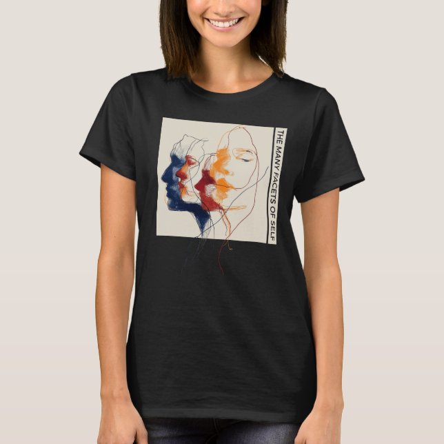 Minimalist Overlapping Faces Line Art Portrait T-Shirt (Front)