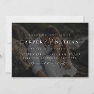 Minimalist Overlay Photo QR Code Wedding Invitation