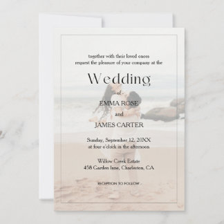 Minimalist Overlay Photo Wedding Invitation