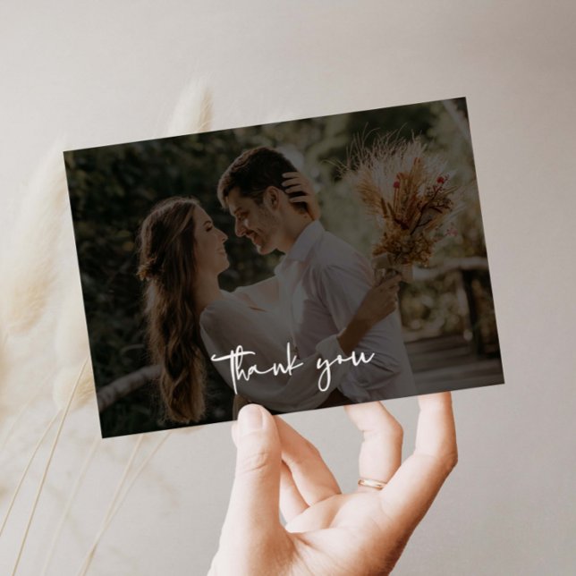 Minimalist Overlay Wedding Photo Thank You Card (Creator Uploaded)